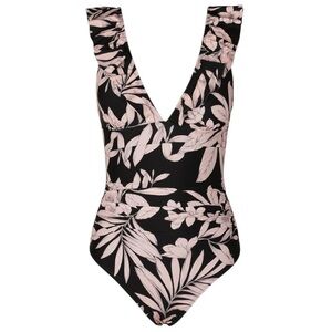 NWT Cupshe V-Neck With Tie Back
Black and Pink Floral Swimsuit
Women’s Small
